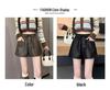 Women's Black PU Leather High Waist Wide-Leg Shorts - 2024 Autumn/Winter Collection
