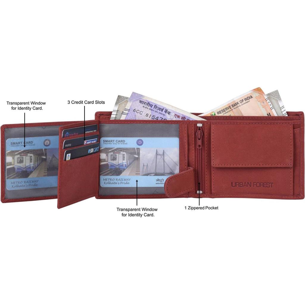 Lässige, formelle und trendige RFID-Geldbörse aus echtem Leder für Herren – normale Größe  (6 Kartenfächer)