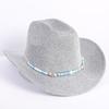 Popular European and American classic western denim straw hat, men's and women's fashion outdoor sunscreen sequined straw hat