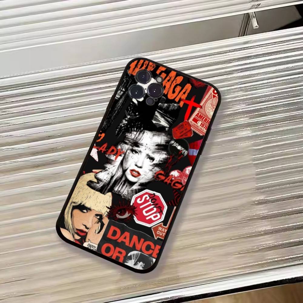 S-Singer L-Lady Gaga Phone Case For iPhone 17,16,15,14,13,12,11 Plus,Pro Max,XS,Soft Black Cover