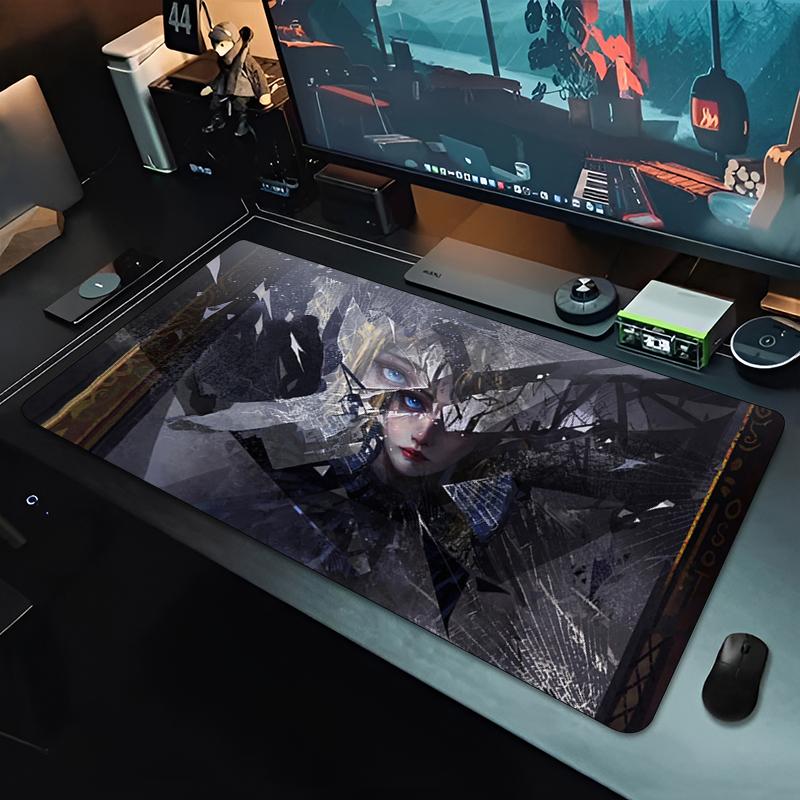 Gaming Mouse Pad Large Desk Mat Antislip Base Stitched Edges RedHaired Anime Warrior Print for Gaming Office Desk Use