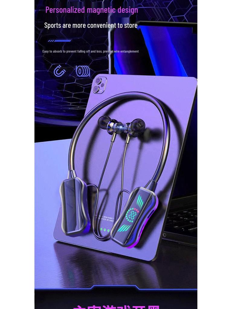 Ultra-Long Battery Life Bluetooth Neckband Headphones: High-Quality Sound, Dual-Mode, Universal for Live Streaming & Sports.