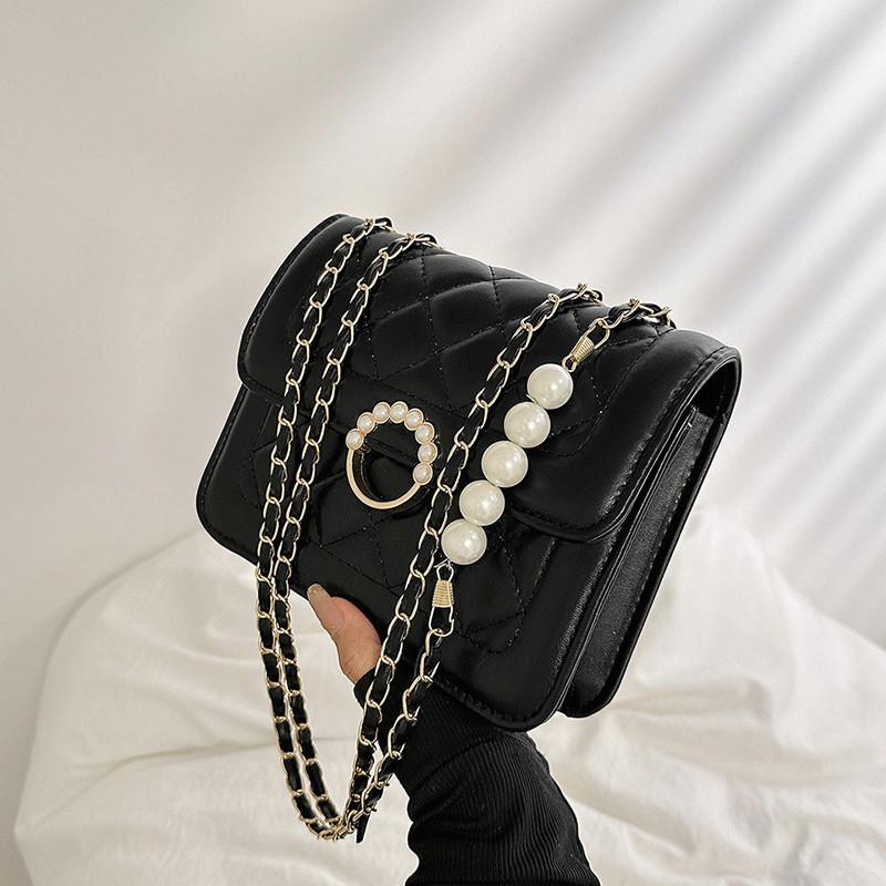Trendy Chic Grid Chain Crossbody Bag 2023 New Fashionable Pu Small Shoulder Bag Women