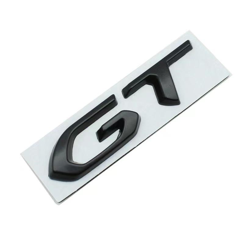 3d Metal Chrome Black Logo GT Emblem Letters Car Rear Trunk Badge Self-adhesive Sticker Accessories
