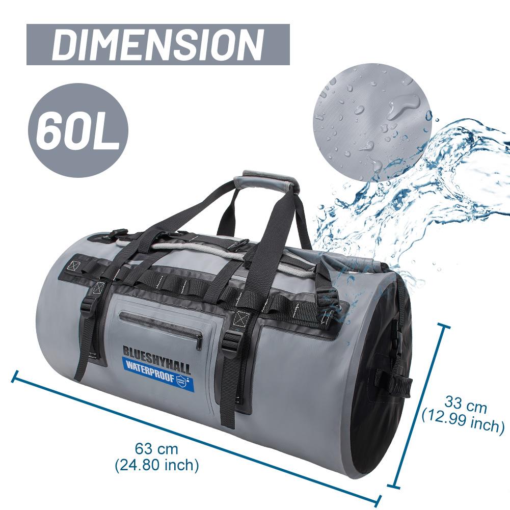 Dry Bags 60L Waterproof Backpack Motorcycle Tail Bag Storage for Outdoor Sports Fish Surfing Rafting Boating Kayak Canoeing