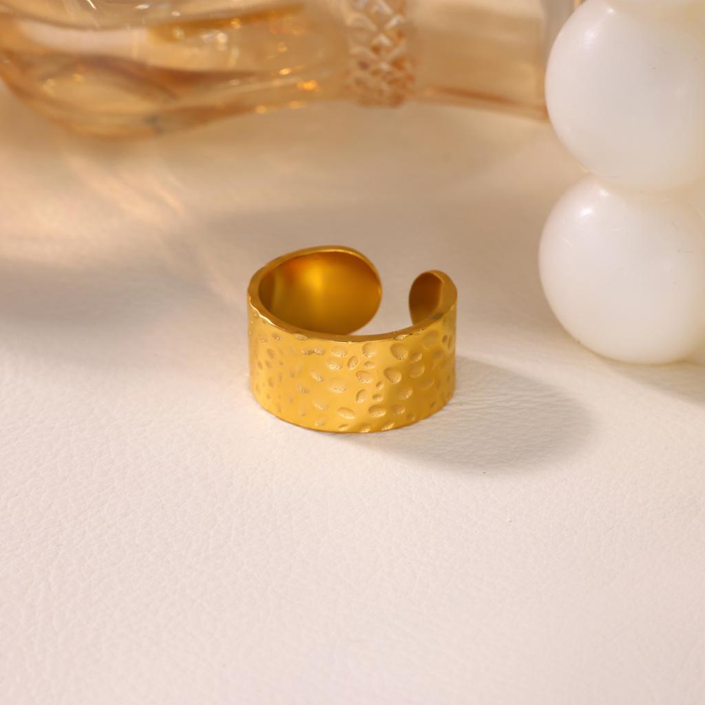 Vintage Geometric Texture Rings For Women Men Gold Color Stainless Steel Ring Wedding Couple  Waterproof Jewelry