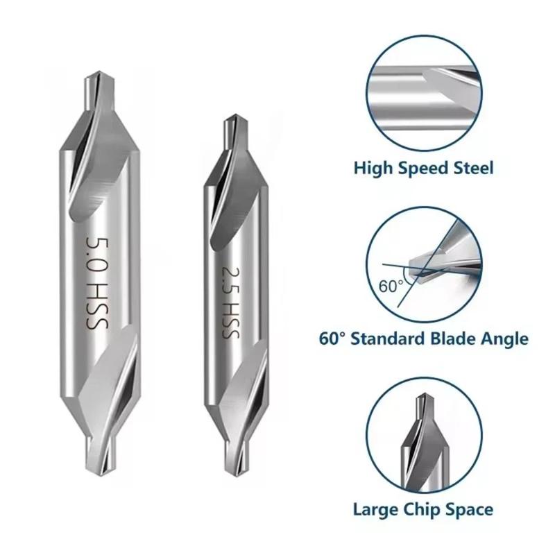 1 Set 1/1.5/2/2.5/3/4/5 Center Drill Bits Set,60-Degree Angle Center Drill Bits Kit Countersink Tools For Lathe Metalworking