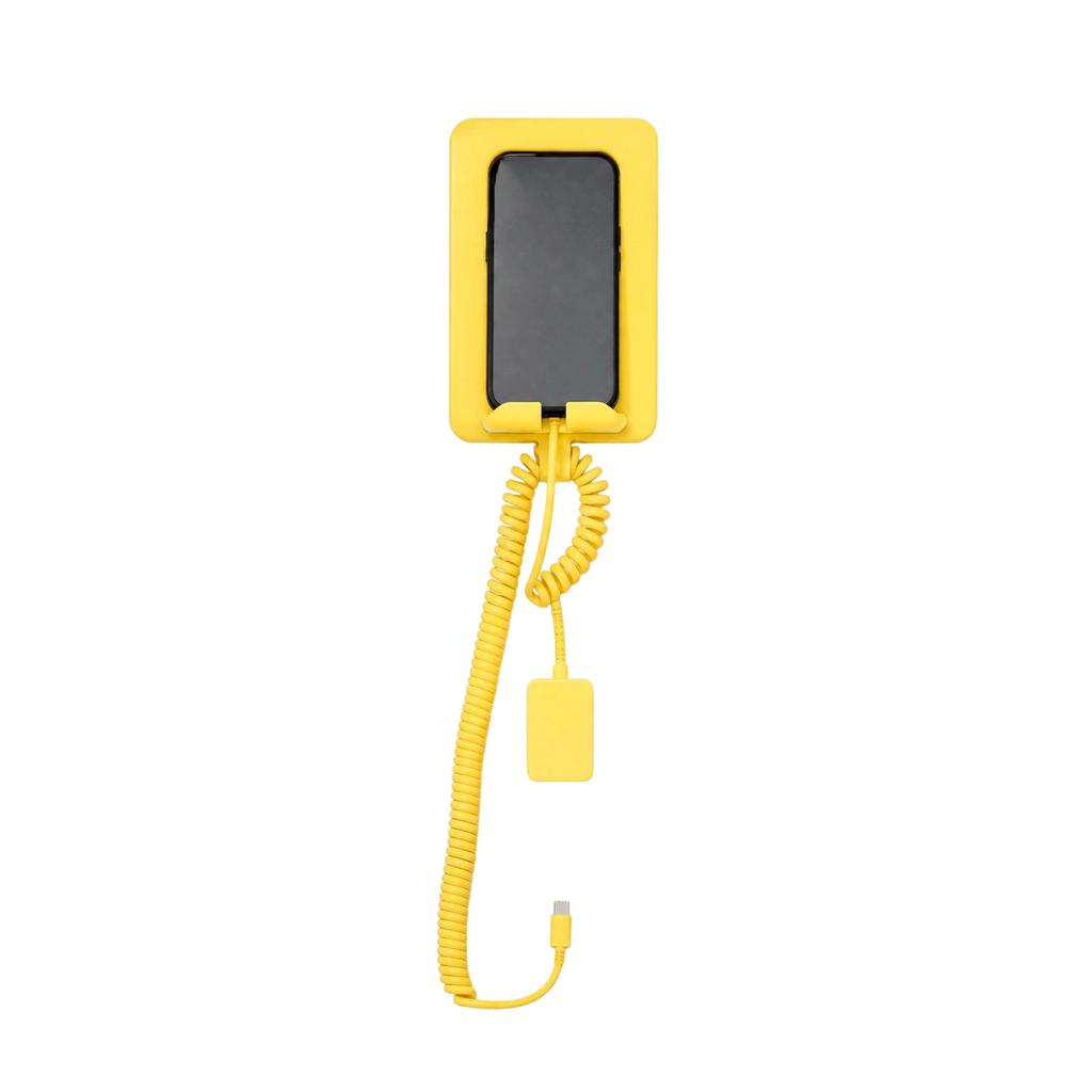 Supporto da parete per telefono con cavo USB-caricabatterie a spirale