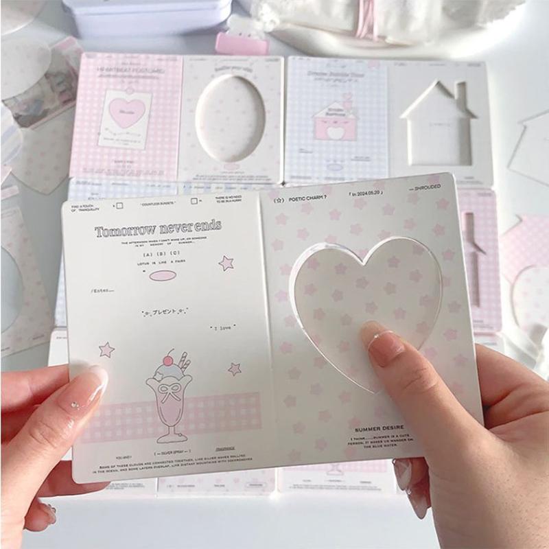 10Pcs/Pack Hollow Window Folding Back Card Kpop 3 Inch Photocard Holder Diy Small Card Decorative Packaging Material