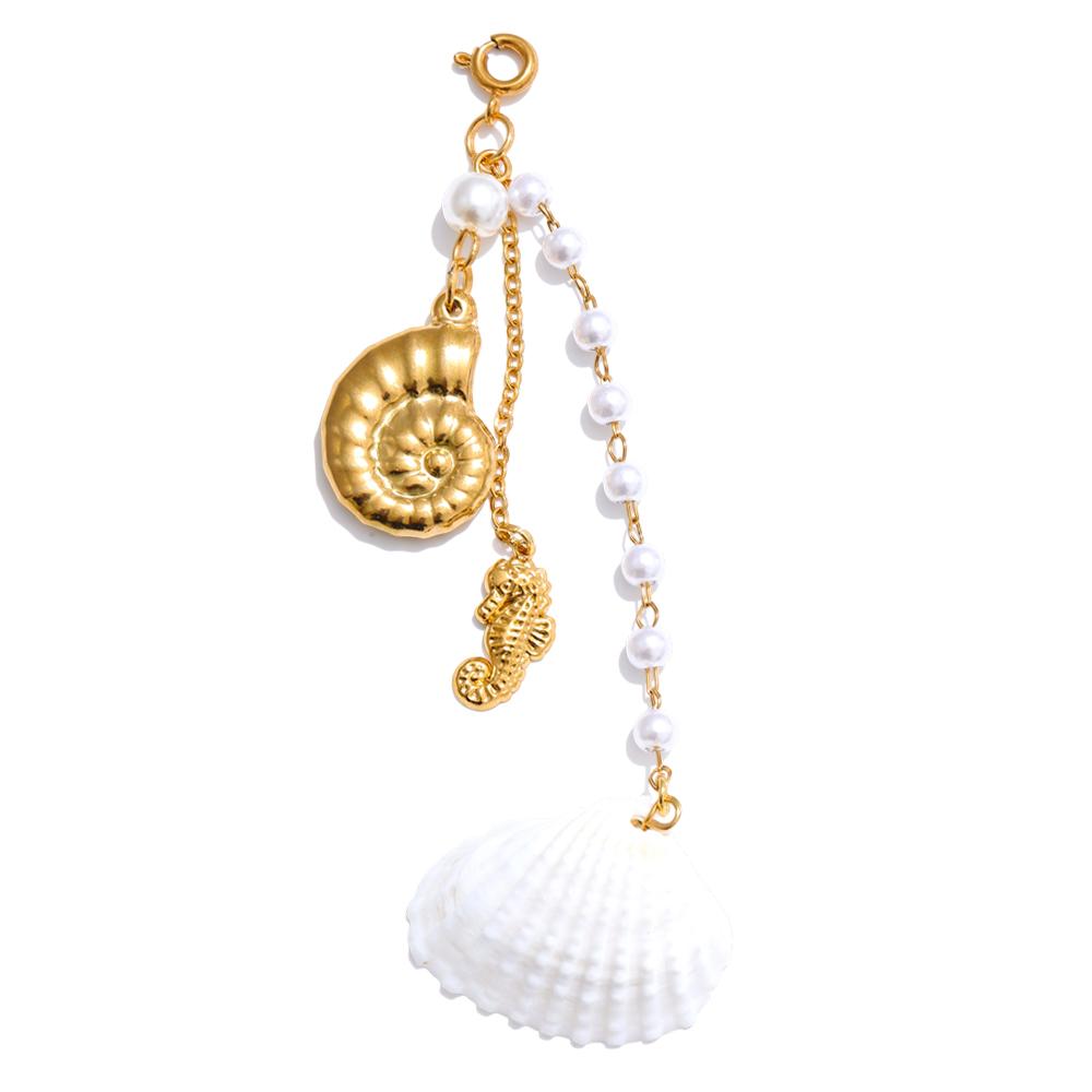 Yhpup Style Océan Coquillage Chaîne de Poitrine Pendant Bijoux Bikini Été Acier Inoxydable Résistant à la Rouille Accessoires de Plage de Vacances Cadeau