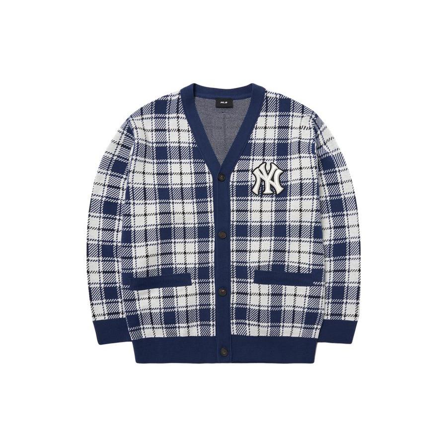 MLB New York Yankees Knitwear Unisex Navy Blue V neck Moderate Cardigan 3AKC00121107-50NYL S