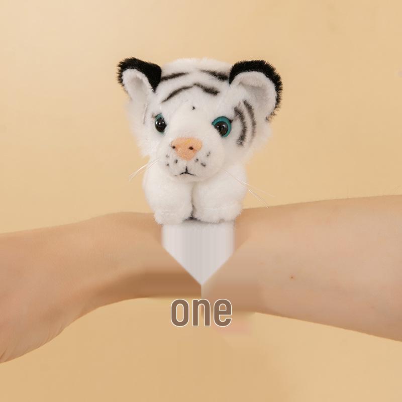 Leopard Print Tiger Plush Snap Bracelet - Cute Zoo Gift for Kids
