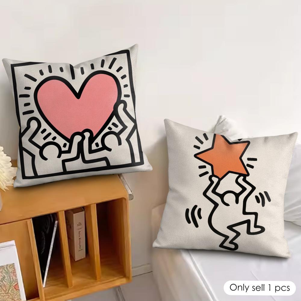 KKeith Art Exhibition Cushion Cover Silky Short Plush Invisible Zipper Dustproof Sofa Pillow Case For Home Decor