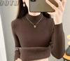 2025 Women's Velvet Knit Half-Turtleneck Sweater: Cozy Winter Base Layer Top