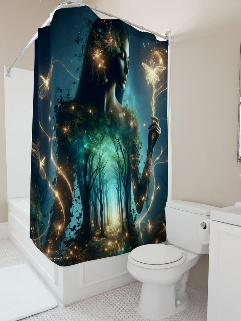 Enchanted Fairy Forest Shower Curtain - Waterproof, Mildew-Resistant, Machine Washable For Magical Bathroom Decor