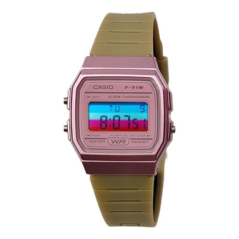 CASIO Customized watch modified series various colored mirrors black resin case classic retro small square watch F-91WG-9 F-91WG-9
