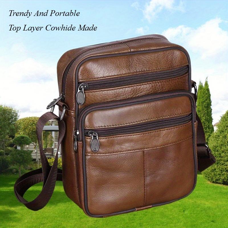 Borsa a Spalla in Pelle Unisex Borsa da Uomo Originale Fashi Versatile Business Commuter Borse a Tracolla con Comoda Tracolla Regolabile