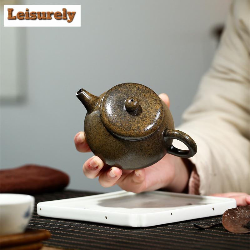 200ml Yixing Purple Clay Teapot Handmade Hyperthermy Yun Scoop Pot Raw Ore Section Mud Tea Maker Kettle With Filter Zisha Teaset
