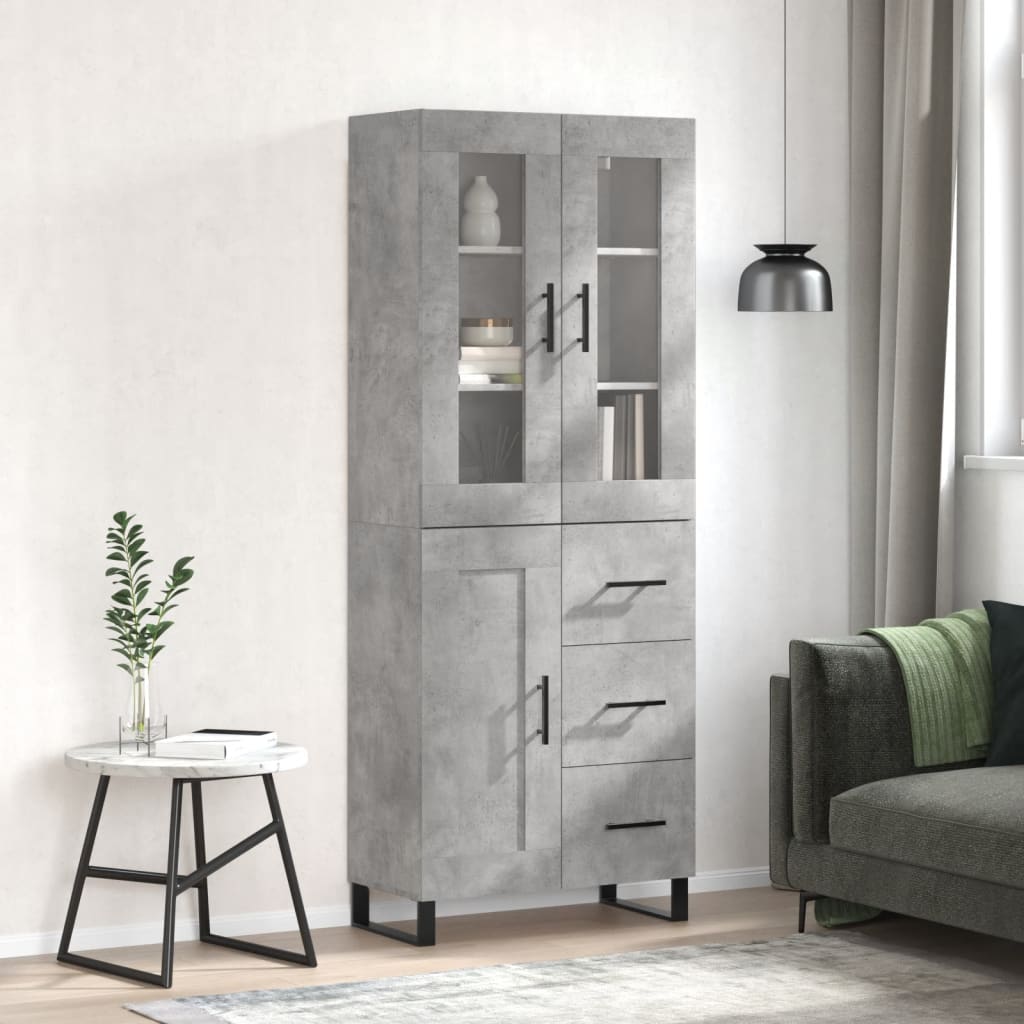 Highboard Concrete Grey 69.5 x 34 x 180 cm Engineered Wood