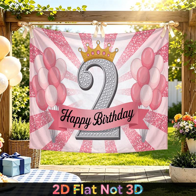 Party Backdrop Birthday Crown Pink Photo Booth Background Front Door Decor