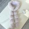 Women Scarf Solid Color Soft Imitation Fox Fur Shawl with Plush Balls Decor Autumn Winter Thickened Warm Scarf