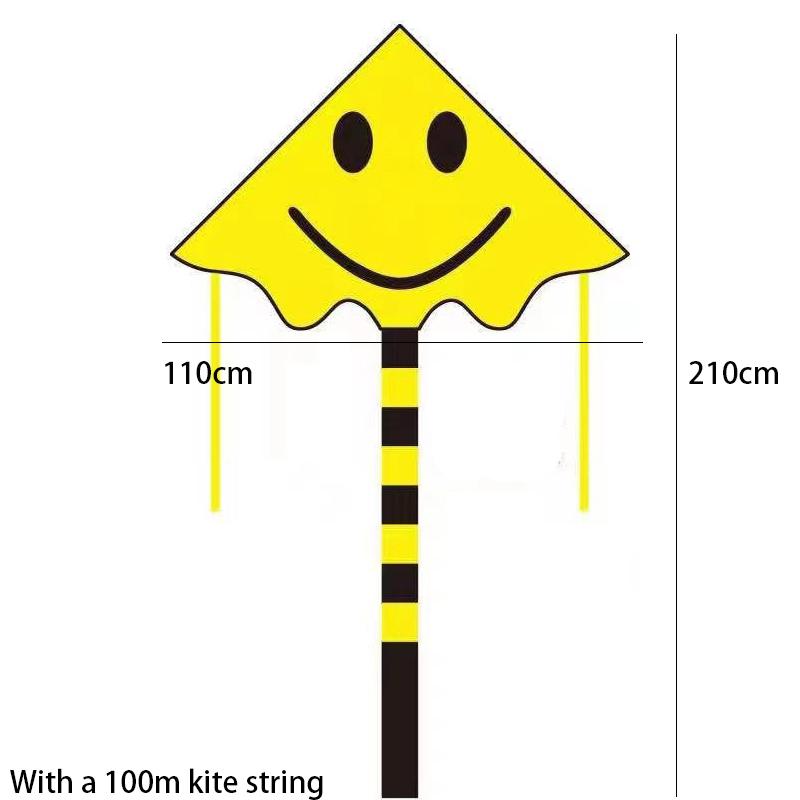 

Face Cartoon Smiling Childrens Kite With Curved Edges Adult Breeze Easy To Fly жовтий