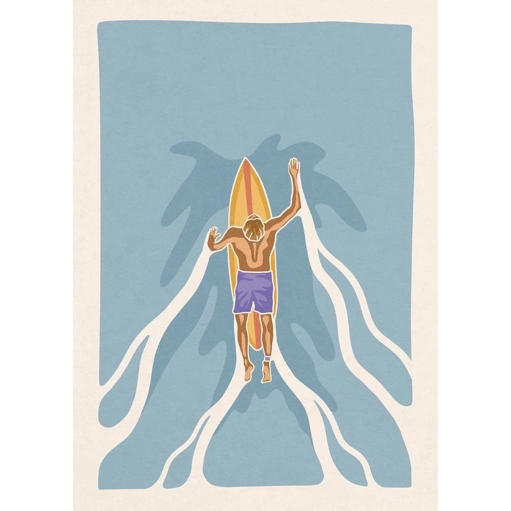 Minimalistische Surf-Mädchen Poster Meeresblick Strandhaus Drucke Leinwandbild Wandkunst Bilder Haus Sportliches Teenie-Mädchenzimmer Dekoration