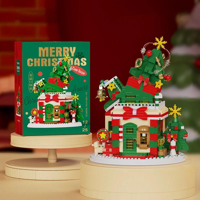 Weihnachtsgeschenke Mikro-Baustein-Serie Weihnachtsmann Rentier Puzzle Zusammenbau Steine Tischdekoration Spielzeug Kinder