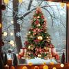 Christmas Window Clings Ball Pine Needle Window Decal Static Window Stickers Christmas Decorations for Holiday Party