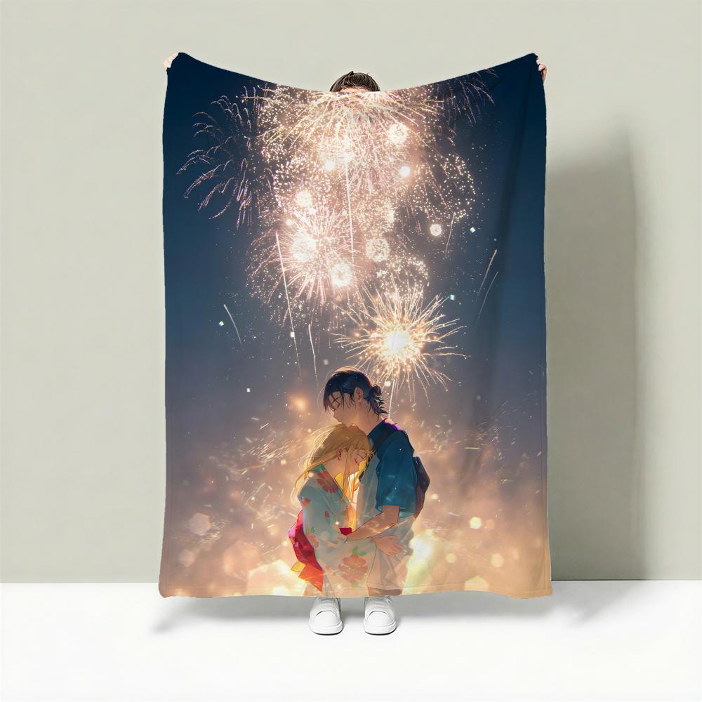 Anime S-Summer Time Rendering Throw Lightweight 240g Flannel Blanket Soft Skin-friendly for Summer Cooling 75X95CM