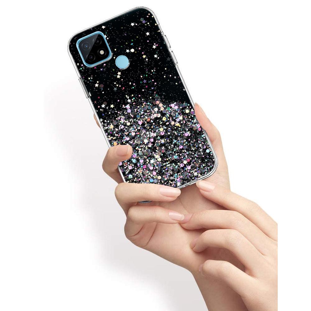 Realme C21 Case, Glittery, Black