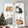 Set Of 2 Flat Printing Curtain Cute Cat Illustration Digital Printed Polyester Drapes All Season Party Holiday Decor