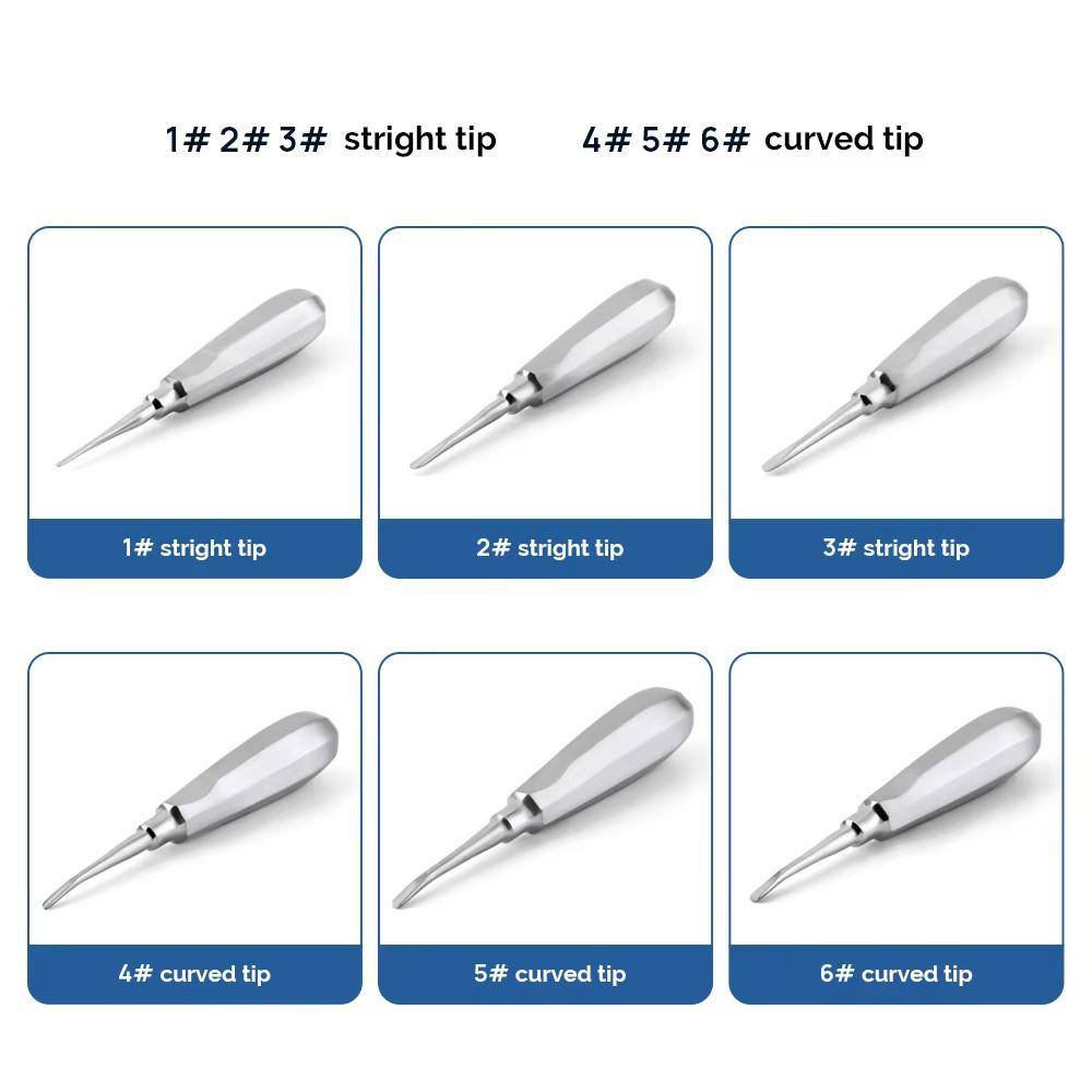 1Pc Dental Extraction Elevator Stainless Steel Tooth Dentist Tool Stright Curved Root Elevator Minimally Invasive Dentistry Tool
