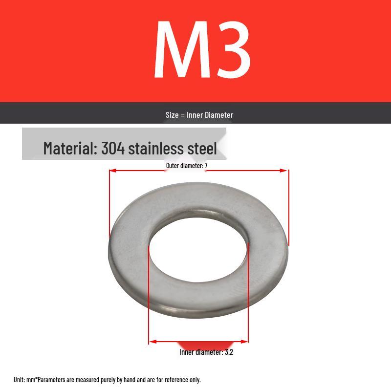 

304 Stainless Steel Flat Washer Shim GB97 (M2-M30)