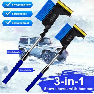 Winter Car Mounted Snow Removal Shovel with Three In One Snow Shovel Tool for Sweeping Snow, Scraping Snow with Safety Hammer