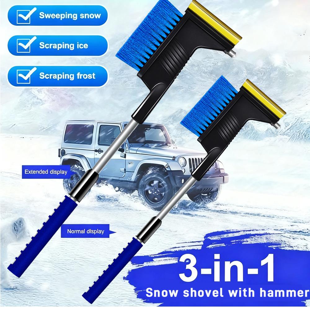 Winter Car Mounted Snow Removal Shovel with Three In One Snow Shovel Tool for Sweeping Snow, Scraping Snow with Safety Hammer