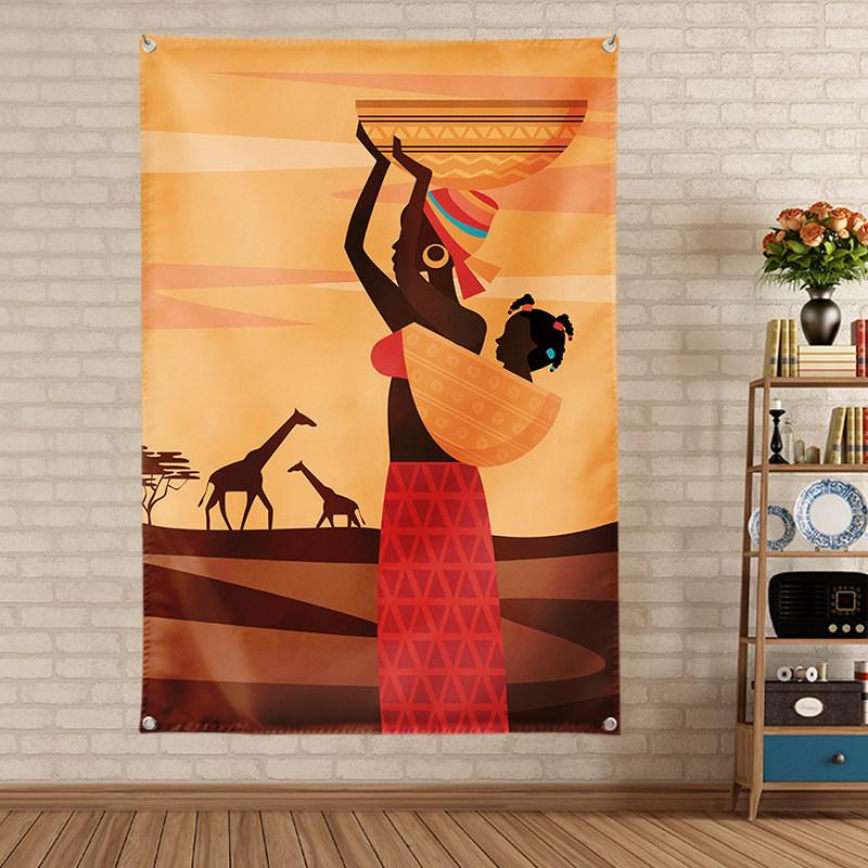 African Drum Music Tapestry Ethnic Style Percussion Instrument Home Decorative Wall Hanging for Bedroom  Living Room