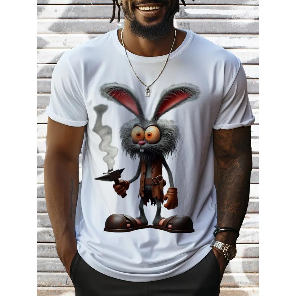 Sommer Herren Outdoor Freizeit Atmungsaktives T-Shirt Kurzarm Cartoon Tier 3D Gedrucktes Muster Groß Übergröße Locker Herren Kinder T-Shirt