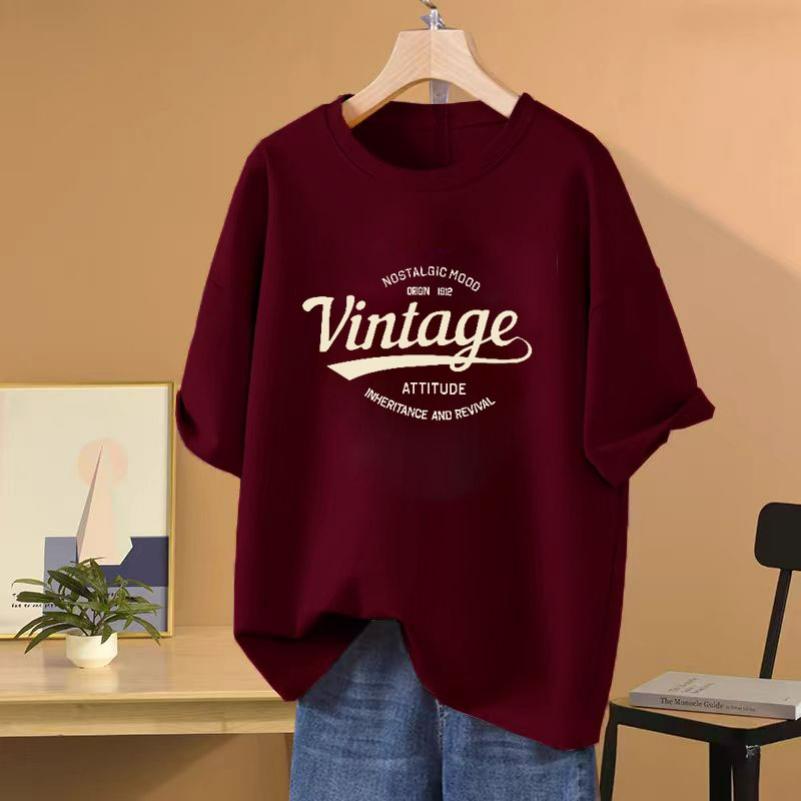 Cotton Short-sleeved T-shirt Women's Retro Bottoming Shirt All-match Casual Slimming Top