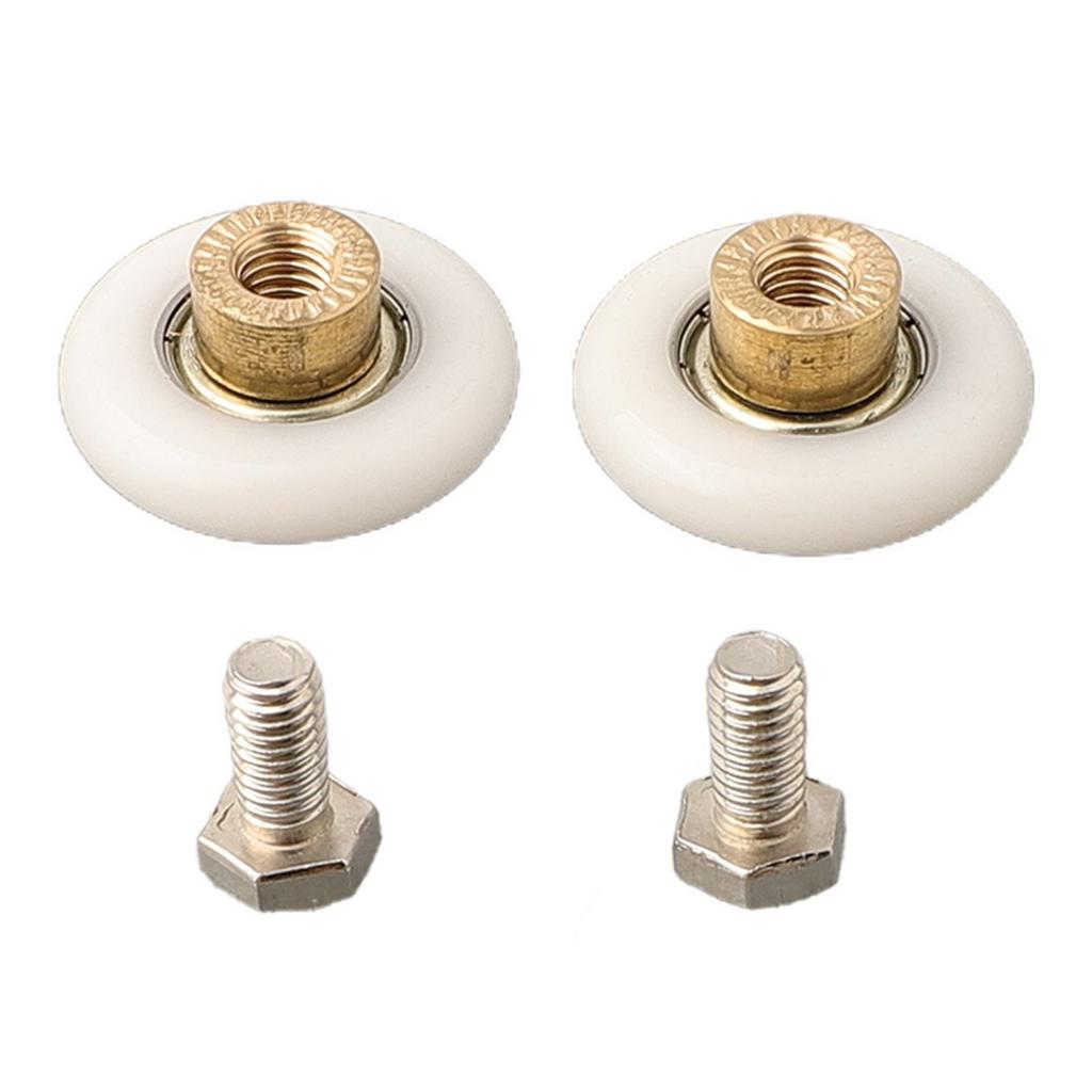 2 *Screws Door Rollers 4-8mm 6-8mm. Brass Centre Nylon Outer Wheel