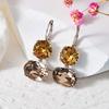 Jesienno-zimowe kolczyki w stylu vintage z cytrynem ze srebra próby S925 - Elegancki prezent na Boże Narodzenie/Nowy Rok