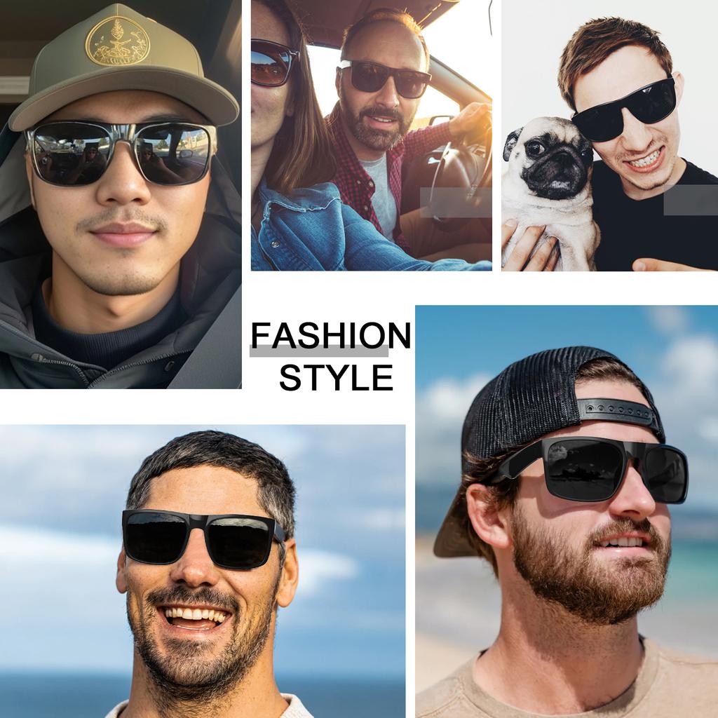 Maxjuli XL Extra Large Square Sunglasses for Men Wide Head Dark Black Sun Glasses 149mm W8004