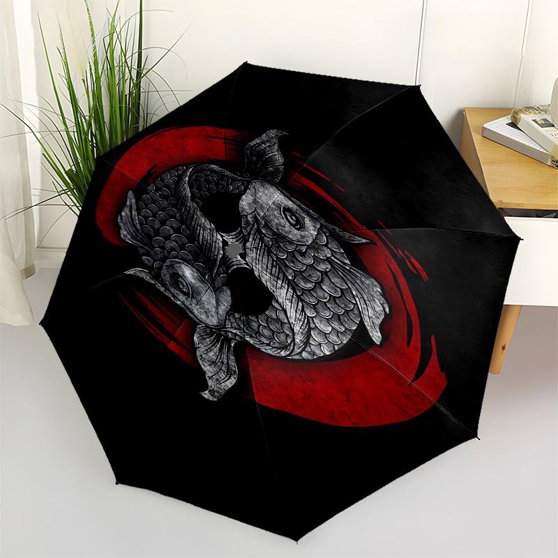 1pc Yin Yang Koi Fish Symbolism Umbrella with Plastic Handle, Suitable for All Seasons Outdoor PT386