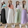Double Layer Chiffon Wide Leg Pants for Women's Spring and Autumn High Waisted Draped Straight Leg Pants Loose Casual Pants