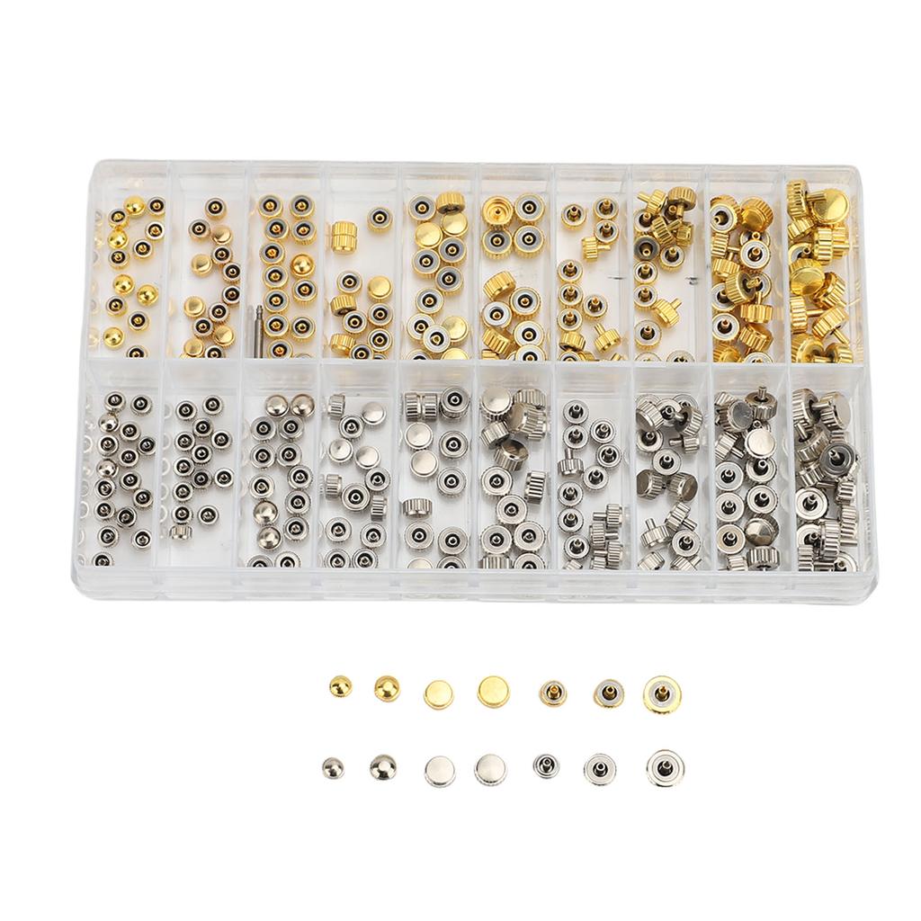 300pcs Stainless Steel Watch Crown Set Replacement Parts Watch Crown for Professional Watchmaker Watch Repairers