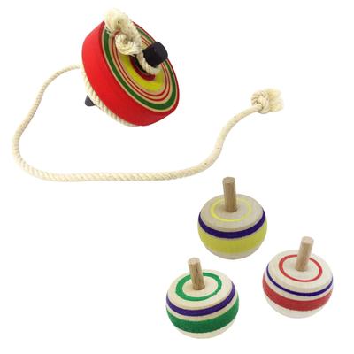 Top Wooden Handstand and String Educational Toy for Boys and Set of 2 Wooden 3 Handstand [Old-fashioned Beginner's Set] Top, Top, Included, Kids, (1