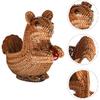EXCEART Squirrel Shape Woven Storage Basket with Lid - Handwoven Rattan Storage Basket Organizer Squirrel Shape Woven Wicker Food Fruit Vegetable