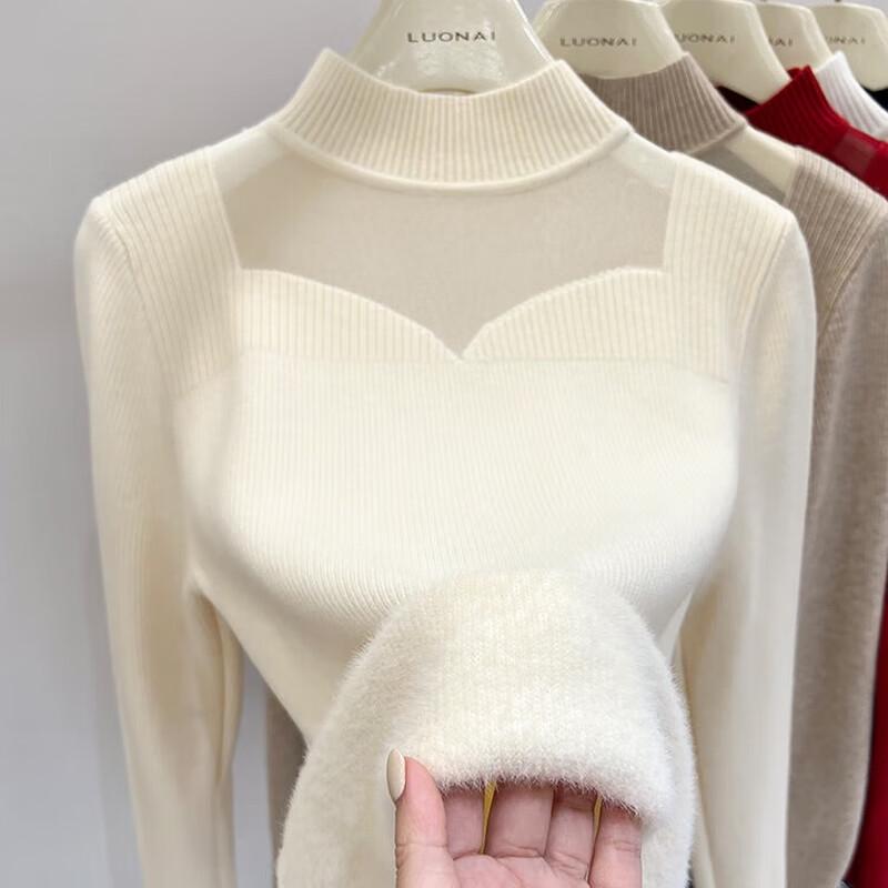 

YUZHAOLIN Women s Fleece-Lined Mock Neck Base Layer One Size (80-130 jin)