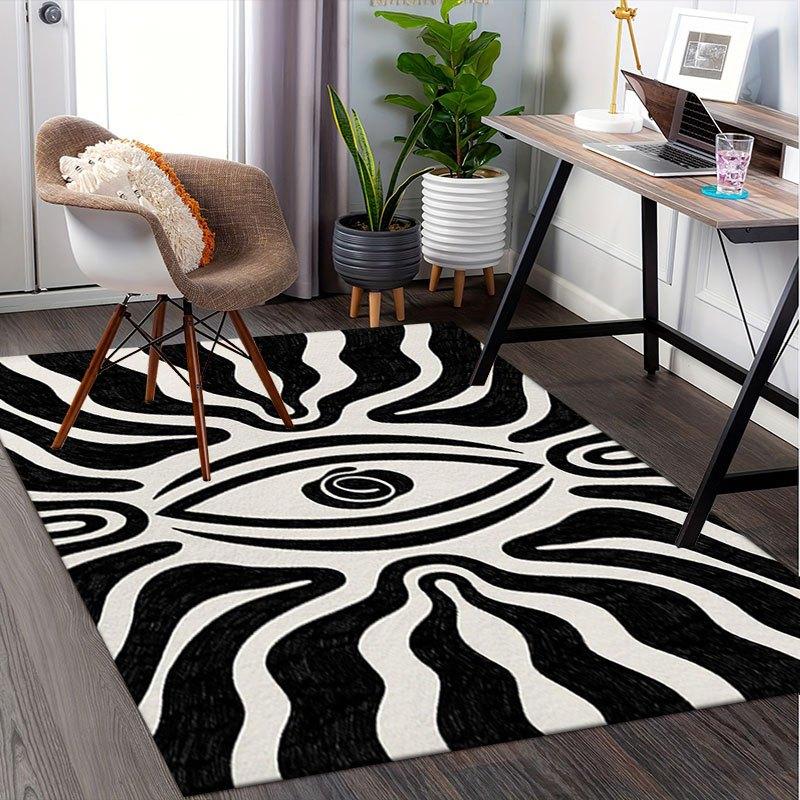 Abstract Black and White Optical Illusion Print Rug CarpetOffice Mat Perfect for Home Decor Office Desk Chair Rugs Chair Carpet for office P