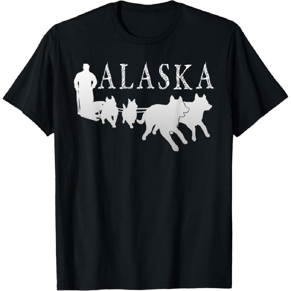 

Alaska Sled Dogs Mushing Team Snow Sledding Mountain Scene T-Shirt S